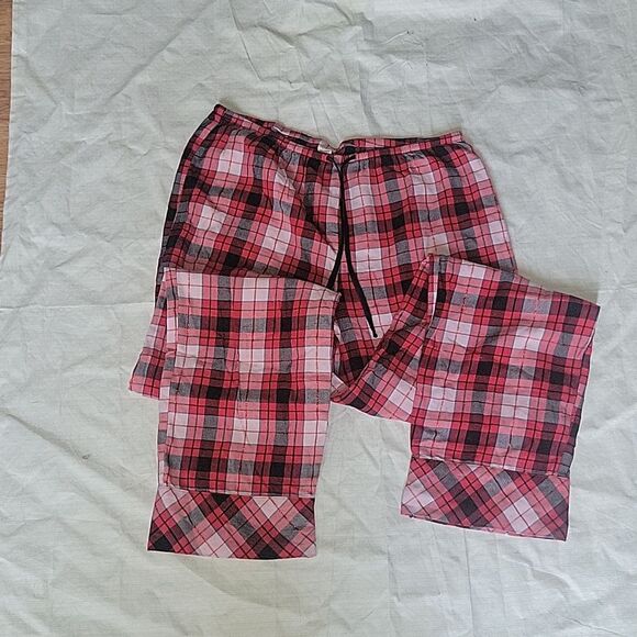 Victoria's Secret Pajama Pants S Red Plaid PJ Bottoms Tinsel - Picture 4 of 7